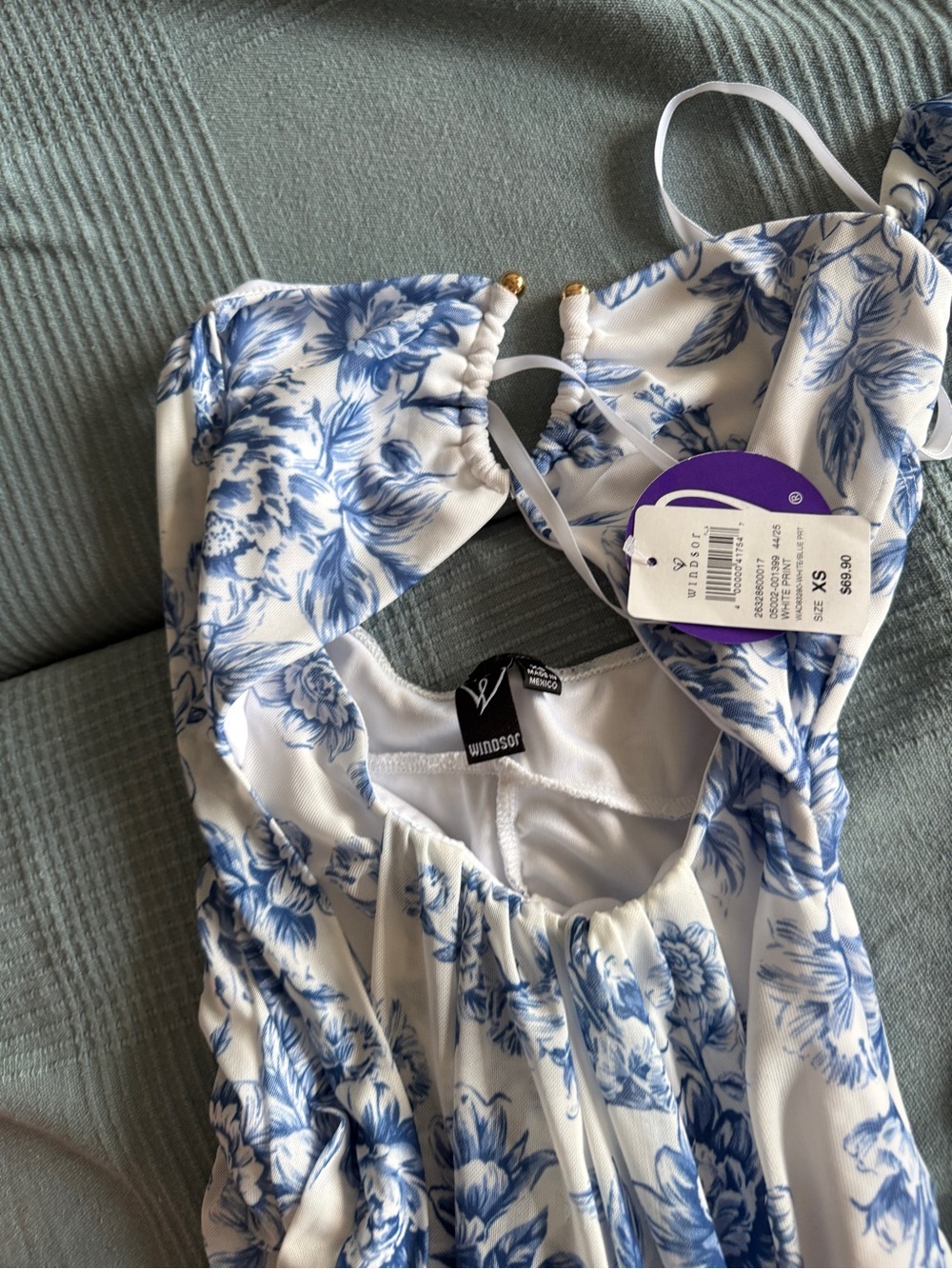 Windsor White Floral Cami Top with Blue Print
